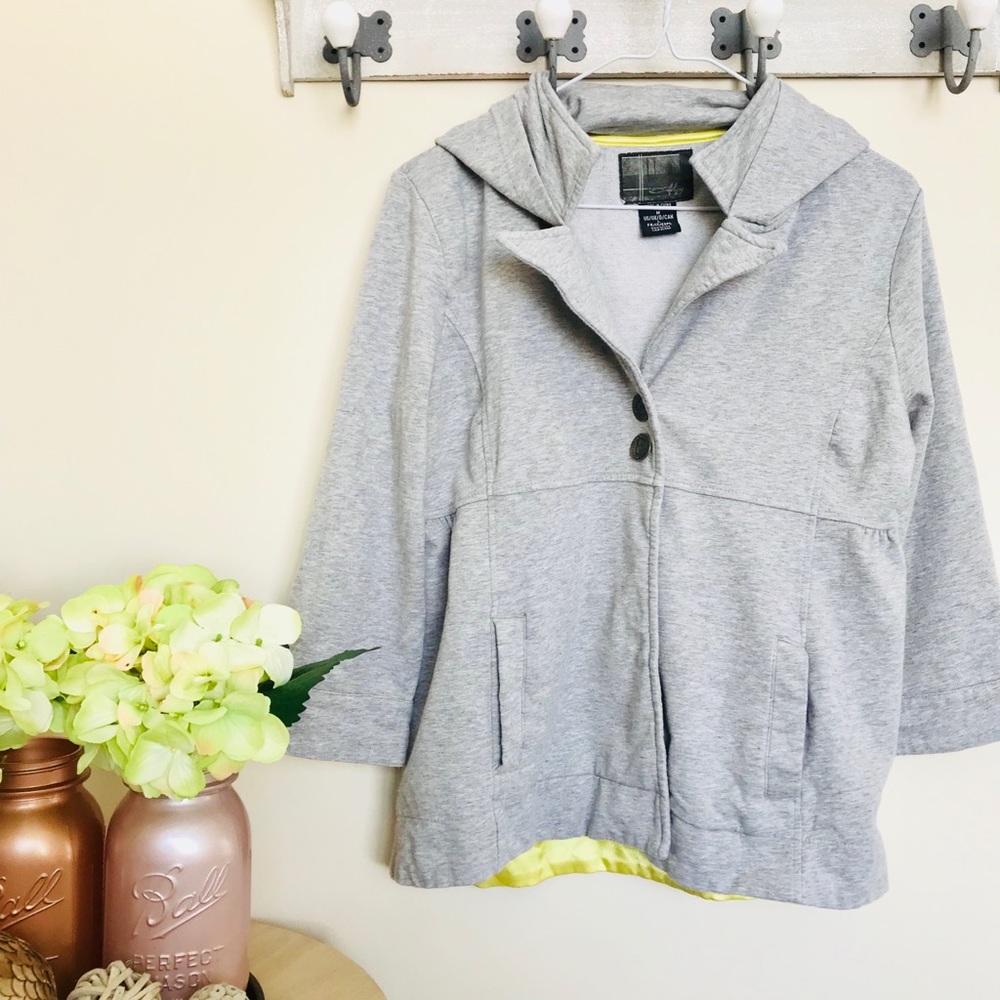 Oakley Heathered Gray Peplum Sweater Jacket